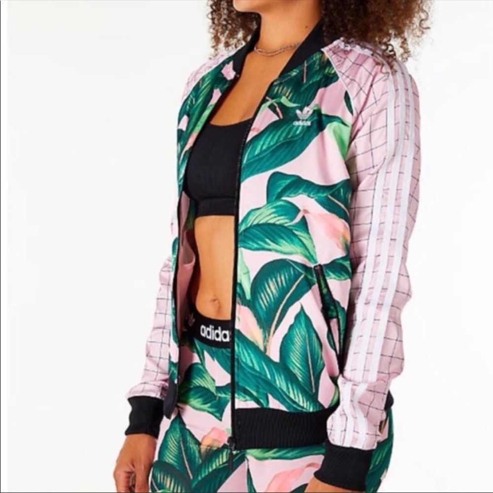 COPY - Adidas palm leaf pink and green track jack…